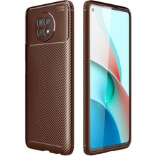 Case 4U Xiaomi Redmi Note 9T Kılıf Rugged Armor Karbon Desenli Lüx Negro Silikon Arka Kapak Kahverengi