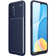 Case 4U Oppo A55 5G Kılıf Rugged Armor Karbon Desenli Lüx Negro Silikon Arka Kapak Lacivert