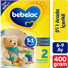 Bebelac 2 400 g Sıvı Devam Sütü 6-9 Ay İçerik: Sütlü Vitamin C, D, B2, B5, K İçerir