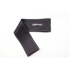 Parla Direksiyon Kılıfı Tüm Araçlara Uyumlu Dikmeli Siyah Deri Gri Nakışlı