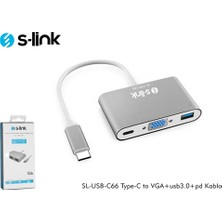 S-link SL-USB-C66 Type-C to VGA+usb3.0+pd Kablo