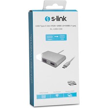 S-link SL-USB-C66 Type-C to VGA+usb3.0+pd Kablo