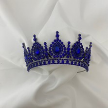 Lüks Düğün Aksesuarları Lale Nişan/ Kına/ Gelin Tacı Mavi