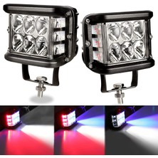 Drs Tuning Offroad Sis Lambası Beyaz-Kırmızı-Mavi 12 LED 36W Çift / LASS319-1