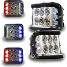 Drs Tuning Offroad Sis Lambası Beyaz-Kırmızı-Mavi 12 LED 36W Çift / LASS319-1