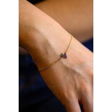 Semiz Kuyumculuk Mor Taşlı Üzüm Altın Bileklik