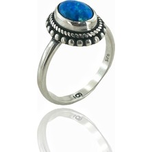MaGümüş 925 Ayar Gümüş El Üretim Otantik Doğal Minik Oval Opal Taş Yüzük
