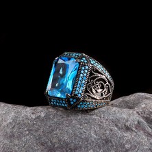 Takı925 925 Ayar Gümüş Aqua Taşlı Yüzük