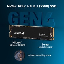 Crucial P3 Plus 500GB  3D NAND GEN4 NVMe PCIe M.2 SSD (4700-1900 MB/s) CT500P3PSSD8