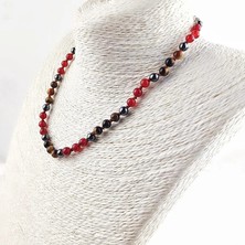 Taş Rüyası Kırmızı Akik Kaplangözü Hematit Kolye 6 mm