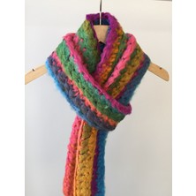 Mora Knit El Örgüsü Neonlu Çok Renkli Kadın Atklı
