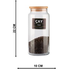 Karçiçeği Home 3'lü 1300 ml Çay Kahve Şeker Kavanozu Bambu Kapaklı, Standlı ve Etiketli