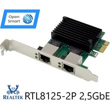 Open Smart 2 Port Realtek RTL8125B 2,5gbe Pcıe X1 Ethernet Kart - OPS7275RTL