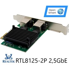 Open Smart 2 Port Realtek RTL8125B 2,5gbe Pcıe X1 Ethernet Kart - OPS7275RTL