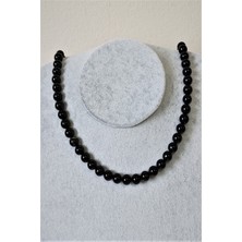 Bade Accessories 8 mm Siyah Turmalin Doğal Taş Kolye