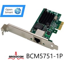 Open Smart 1 Port Broadcom BCM5751-1P 1gbe Pcıe X1 Ethernet Kart - OPS7292BCM