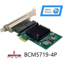 Open Smart 4 Port Broadcom BCM5719-4P 1gbe Pcıe X1 Ethernet Kart - OPS7209BCM