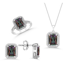 Modern Takı Mistik Topaz Taşlı Gümüş Takı Seti