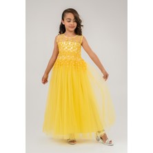 Mnk Baby & Kids Güpür Model Gelinlik Çocuk Kolsuz Abiye MNK0469