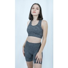 Ta Sports Wear Yüksek Bel Toparlayıcı Seamless Kısa Tayt ve Büstiyer Takım