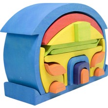 Kelebek Kids Waldorf Oyuncak Ahşap Mavi Çatılı Ev