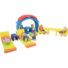 Kelebek Kids Waldorf Oyuncak Ahşap Mavi Çatılı Ev