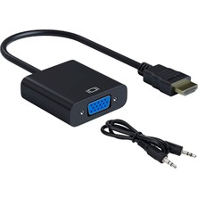 Boblov HDMI To VGA Dönüştürücü 3.5mm Aux Ses Destekli HDMI Erkek VGA Dişi 1080P HDMI - VGA