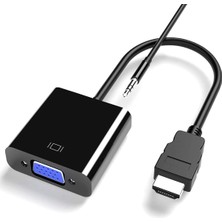 Boblov HDMI To VGA Dönüştürücü 3.5mm Aux Ses Destekli HDMI Erkek VGA Dişi 1080P HDMI - VGA