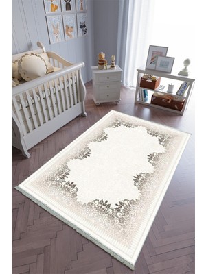 10 Post Onlineçocuk Odası Halısı Ekru Yolluk Kaymaz Yuvarlak Oval Kesme Ince Yıkanabilir Halı