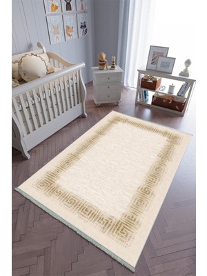 10 Post Onlineçocuk Odası Halısı Bej Haki Yolluk Kaymaz Yuvarlak Oval Kesme Ince Yıkanabilir Halı