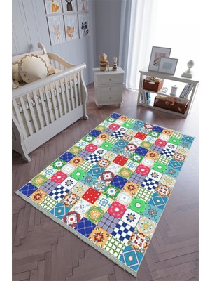 10 Post Onlineçocuk Odası Halısı Çok Renkli Yolluk Kaymaz Yuvarlak Oval Kesme Ince Yıkanabilir Halı