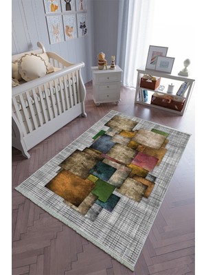 10 Post Onlineçocuk Odası Halısı Çok Renkli Yolluk Kaymaz Yuvarlak Oval Kesme Ince Yıkanabilir Halı