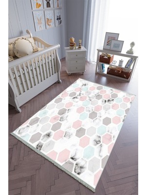 10 Post Onlineçocuk Odası Halısı Gri Pembe Mavi Yolluk Kaymaz Yuvarlak Oval Kesme Ince Yıkanabilir Halı