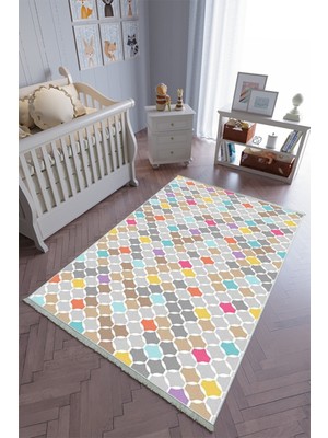 10 Post Onlineçocuk Odası Halısı Çok Renkli Yolluk Kaymaz Yuvarlak Oval Kesme Ince Yıkanabilir Halı