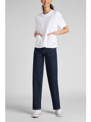 Lee Jane Cuffed Straight Fit Yüksek Bel Jean Kot Pantolon