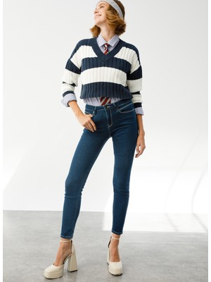 Denim Trip OLIVIA Skinny Fit Push-Up Koyu İndigo Kadın Jean Pantolon