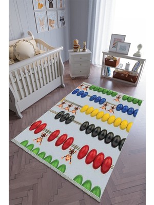 10 Post Onlineçocuk Odası Halısı Çok Renkli Yolluk Kaymaz Yuvarlak Oval Kesme Ince Yıkanabilir Halı