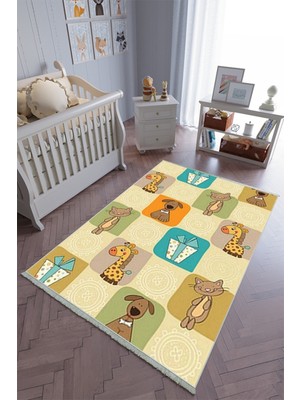 10 Post Onlineçocuk Odası Halısı Kahverengi Yolluk Kaymaz Yuvarlak Oval Kesme Ince Yıkanabilir Halı