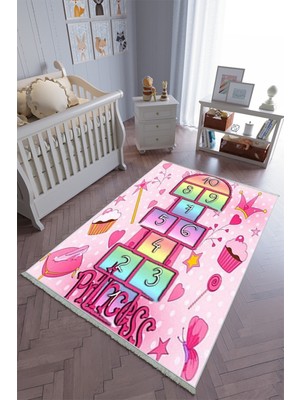 10 Post Onlineçocuk Odası Halısı Pembe Turkuaz Yolluk Kaymaz Yuvarlak Oval Kesme Ince Yıkanabilir Halı