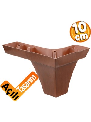 Badem10 Venüs Lüks Mobilya Kanepe Sehpa Puf Koltuk Ayağı 10 cm Kahverengi Ahşap Desenli Ayakları