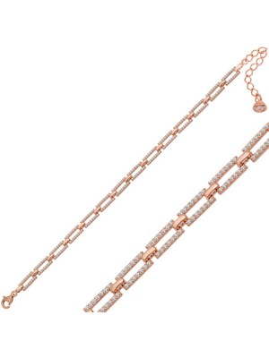 925 Gümüş Gümüş Kare Taşlı Kadın Bileklik