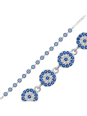 925 Gümüş ​gümüş Nazar Boncuklu Kadın Bileklik