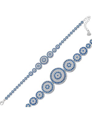 925 Gümüş ​gümüş Nazar Boncuklu Kadın Bileklik