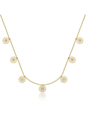 925 Gümüş Gümüş Papatya Şans Kadın Kolye