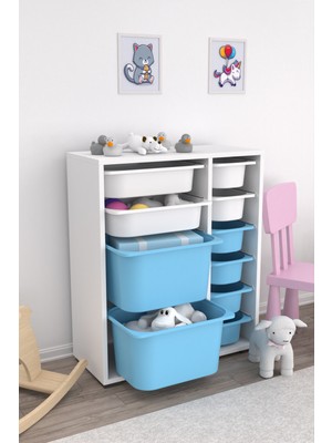 Pratico Çok Amaçlı Oyuncak Dolabı Mavi Beyaz 2D2K6U