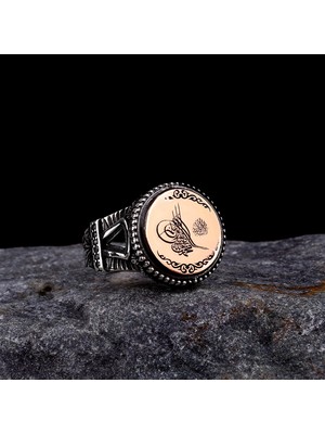 Takı925 Besmele Tuğra Işleme Motifli 925 Ayar Gümüş Erkek Yüzük