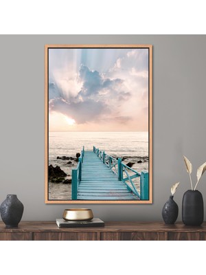 Kayra Export 1 Parça Naturel Çerçeveli Kanvas Tablo, Görüntüleme Kanvas Dekor, Manzara 3 Boyutlu Kanvas,