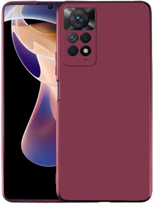 Case 4U Xiaomi Redmi Note 11 Pro 5G Kılıf Klasik Mat Renkli Yumuşak Premier Silikon Mürdüm