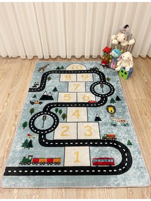 Brillant Game Carpet Araba Yollu Seksek Yıkanabilir Çocuk Bebek Halısı