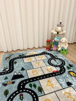 Brillant Game Carpet Araba Yollu Seksek Yıkanabilir Çocuk Bebek Halısı